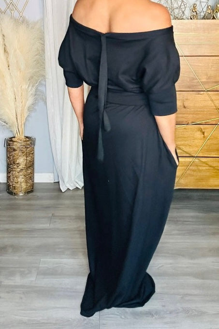 The AM PM Sweat Dress (Black)