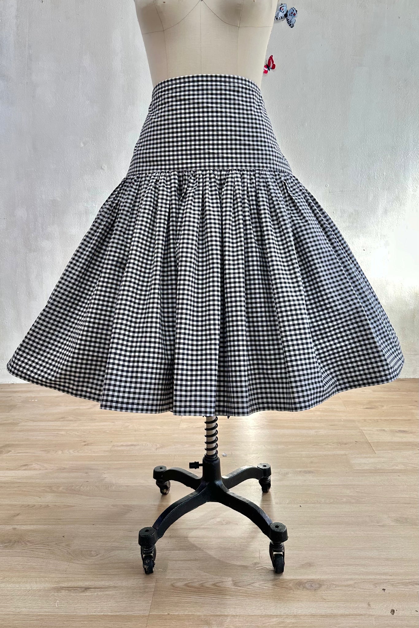 A Mid-day Gingham Gathering Skirt