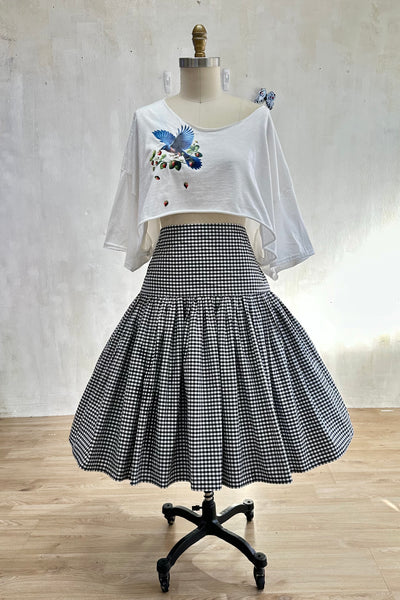 A Mid-day Gingham Gathering Skirt