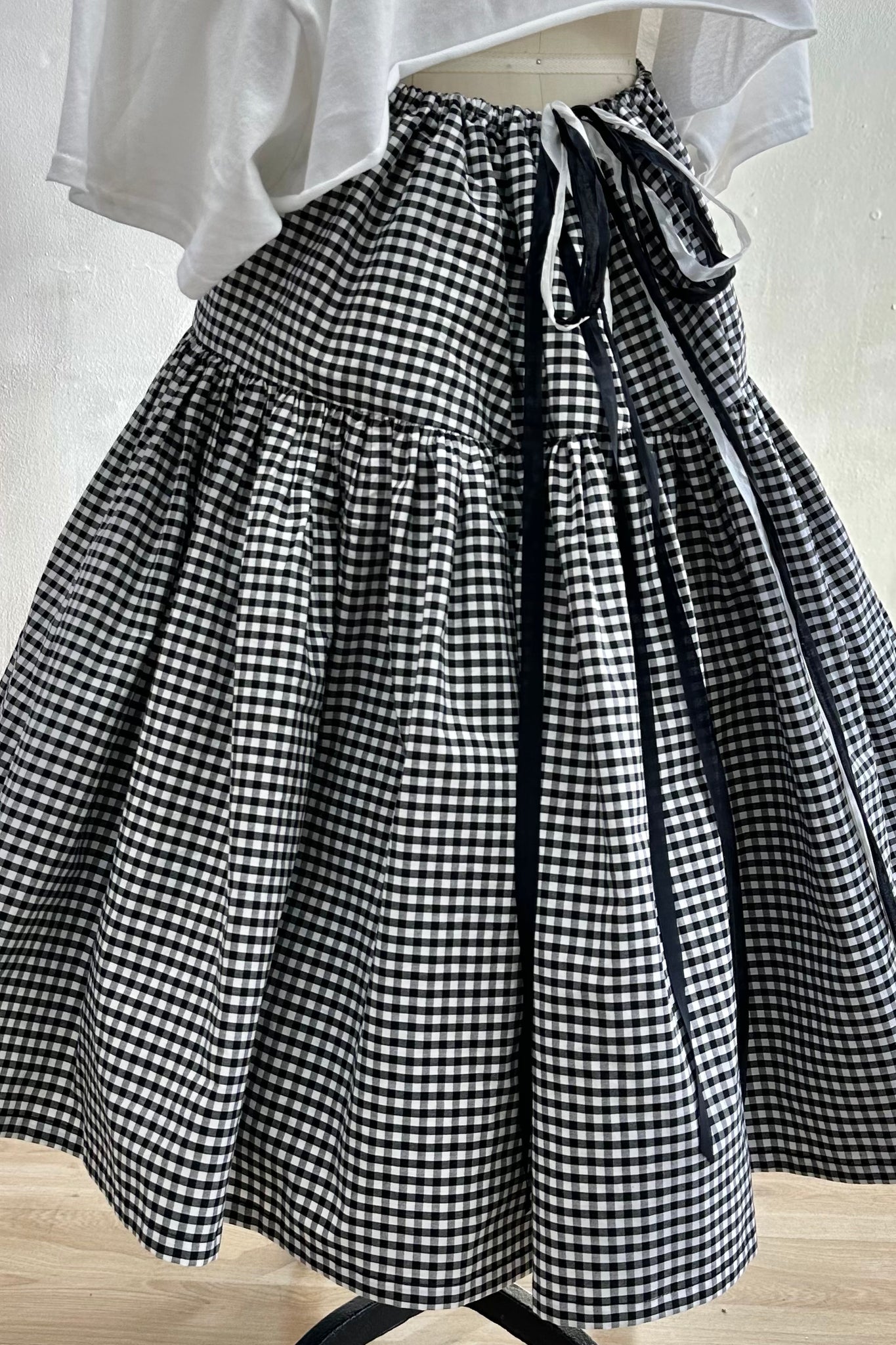 A Mid-day Gingham Gathering Skirt